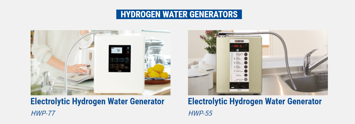 2 sản phẩm máy lọc nước ion kiềm mang thương hiệu Fujiiryoki của Fuji Medical Nhật Bản