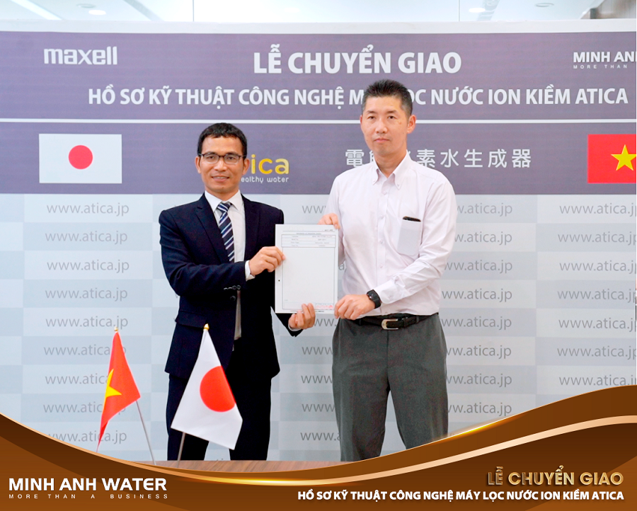 Minh Anh Water độc quyền công nghệ sản xuất máy ion kiềm Atica Nhật Bản tại Việt Nam