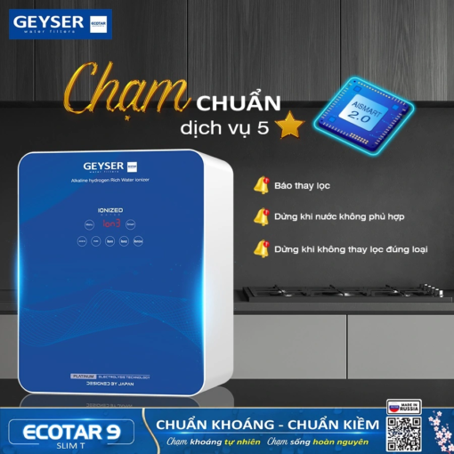 Máy lọc nước ion kiềm Geyser Ecotar 9 Slim T tích hợp AISMART