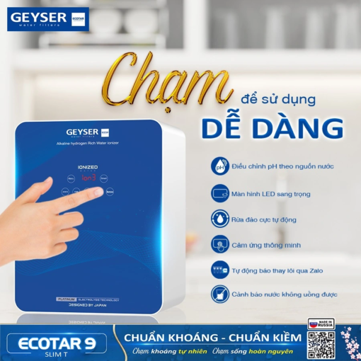 Tính năng thông minh của máy lọc nước Geyser Ecotar 9 Slim T