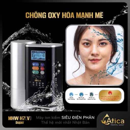 Máy lọc nước ion kiềm Siêu Điện Phân Atica SUPER MHW-H7(V) tao nước chống oxy hóa