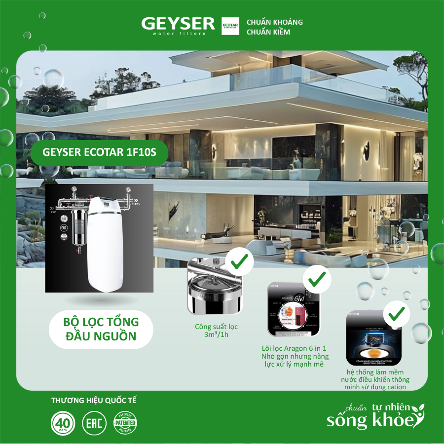 Lọc tổng đầu nguồn làm mềm nước Geyser Ecotar 1F10S