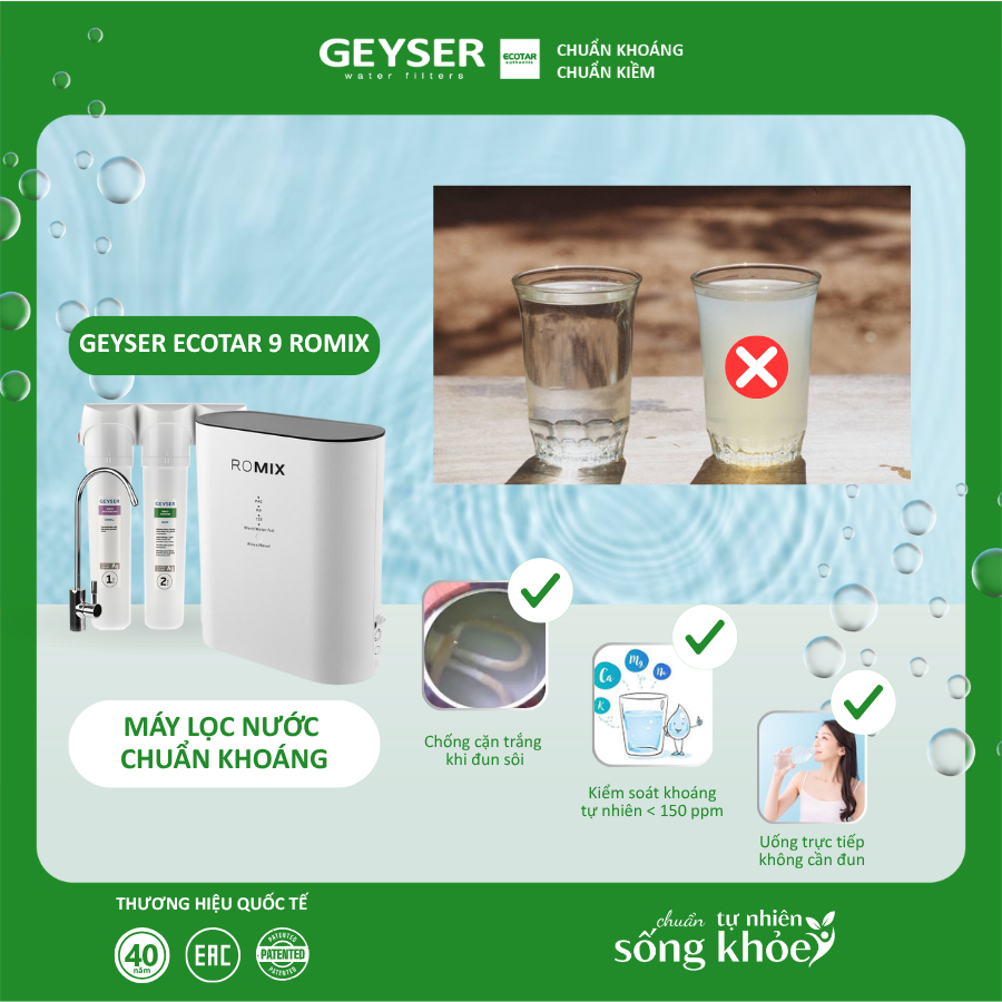 Máy Lọc Nước Chuẩn Khoáng Geyser Ecotar 9 ROMIX