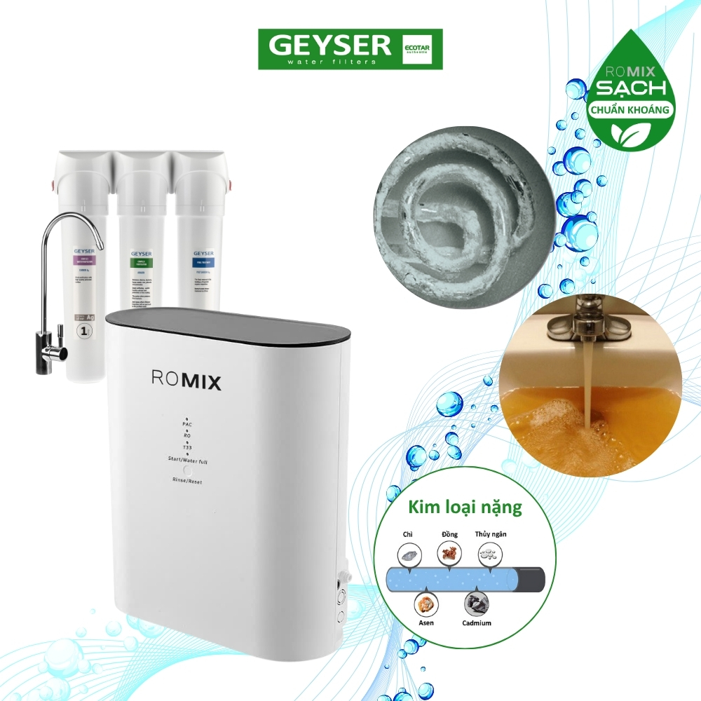 Khả năng lọc sạch kim loại nặng của Geyser Ecotar 9 ROMIX