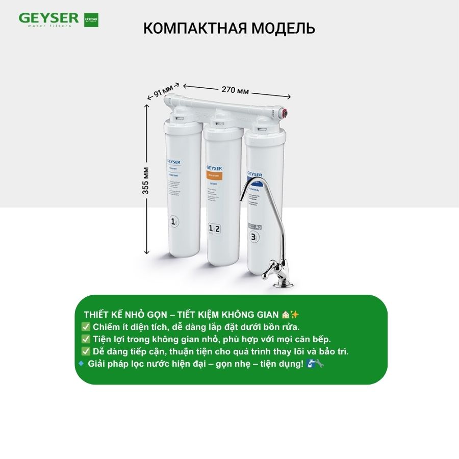 Ưu điểm nhỏ gọn của Geyser Ecotar 3 Optima