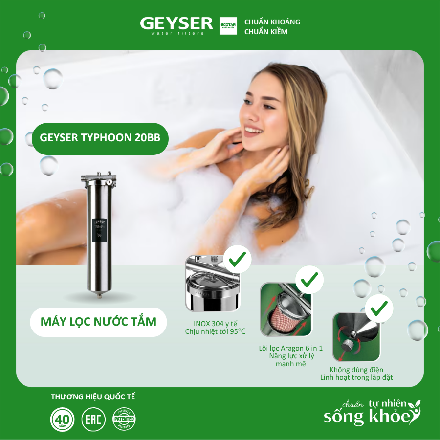 Máy lọc nước tắm đầu nguồn Geyser Typhoon 20BB