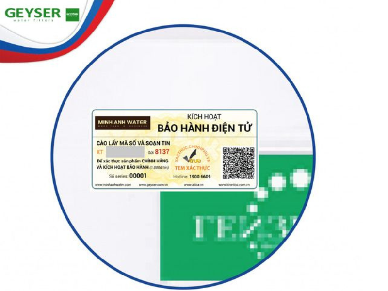 Tem bảo hành Geyser chính hãng
