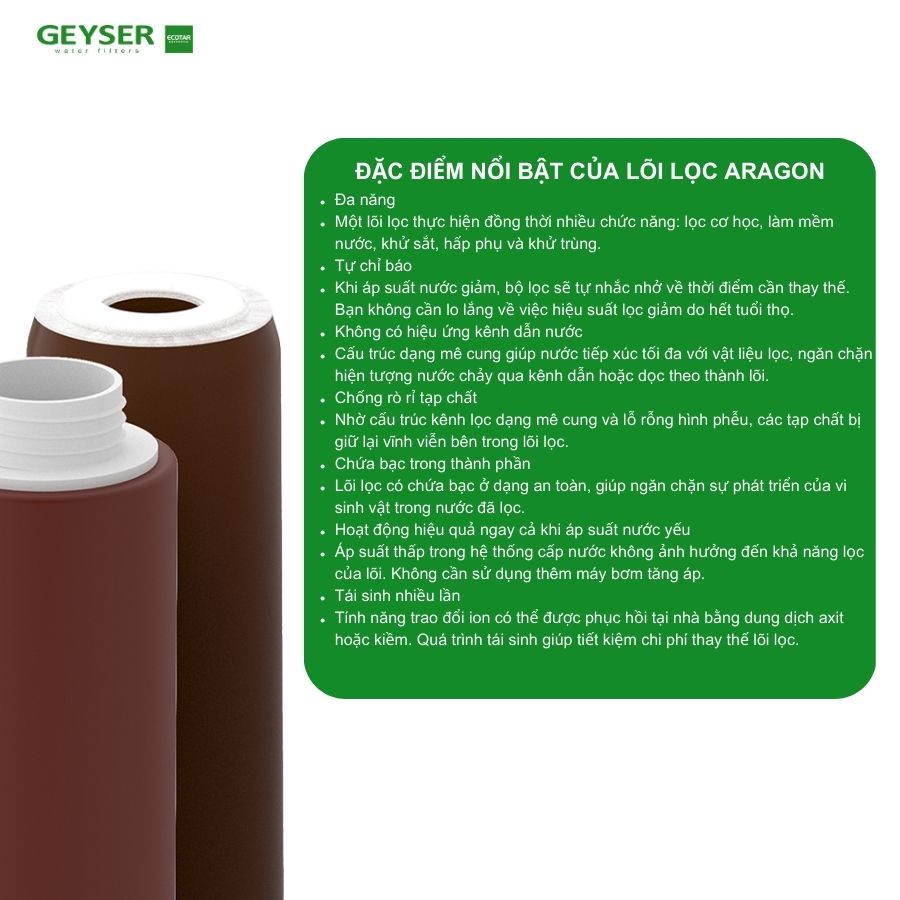 Ưu điểm lõi lọc Aragon của máy lọc nước nano Geyser